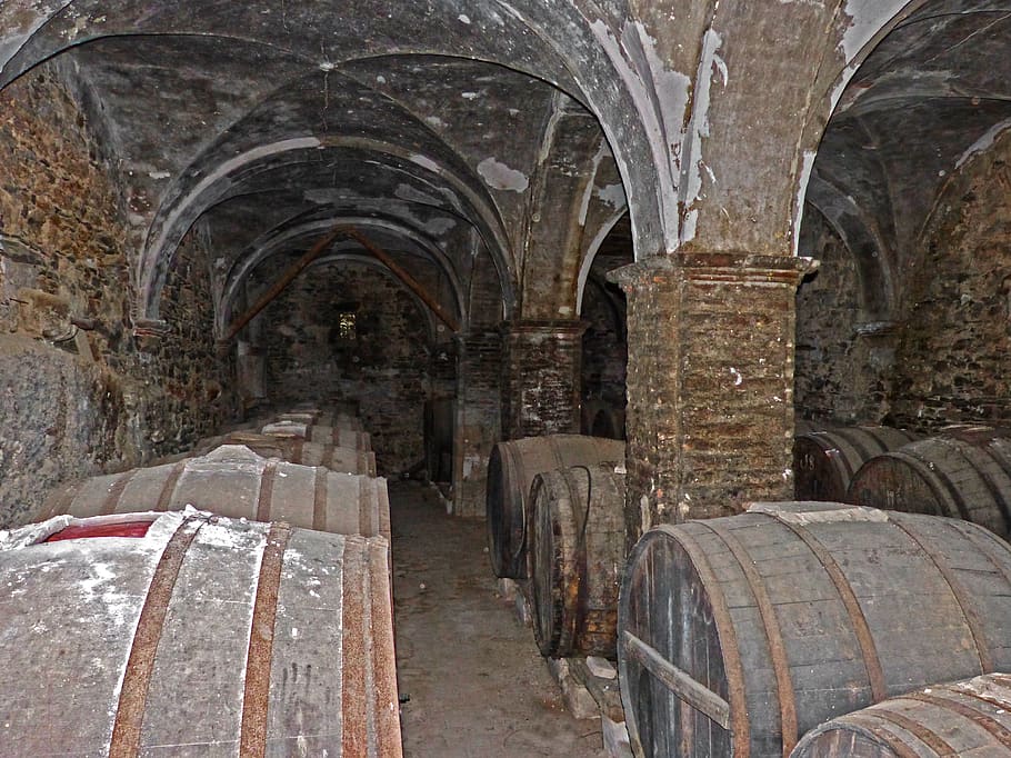 winery, casks, arcades, old, abandoned, arch, architecture HD wallpaper