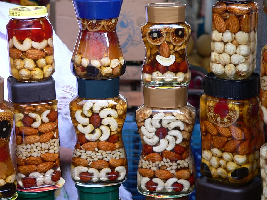 nuts, face, colors, glass, food, choice, variation, food and drink HD wallpaper