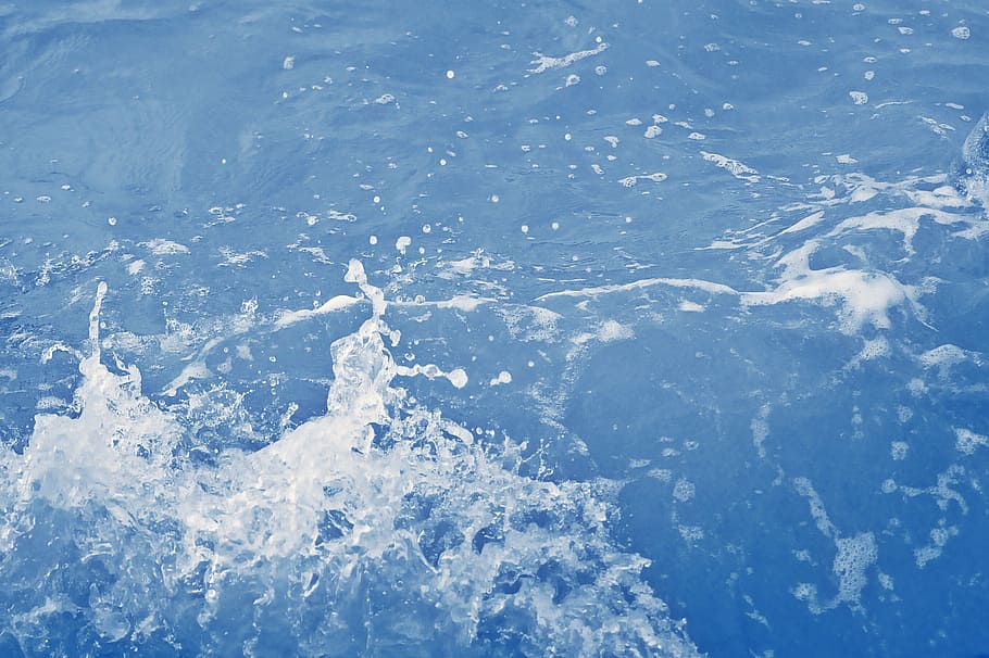 background, water, spray, water splashes, wave, movement, blue HD wallpaper