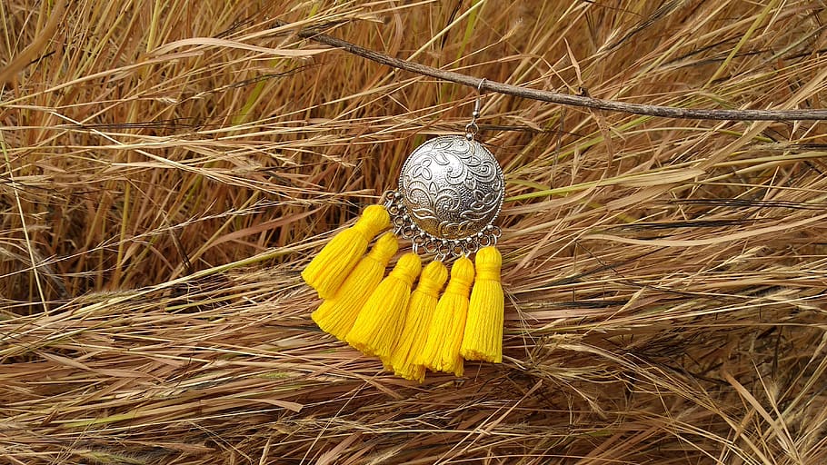 tassels, tassel earring, jewellery, yellow, plant, nature, no people HD wallpaper