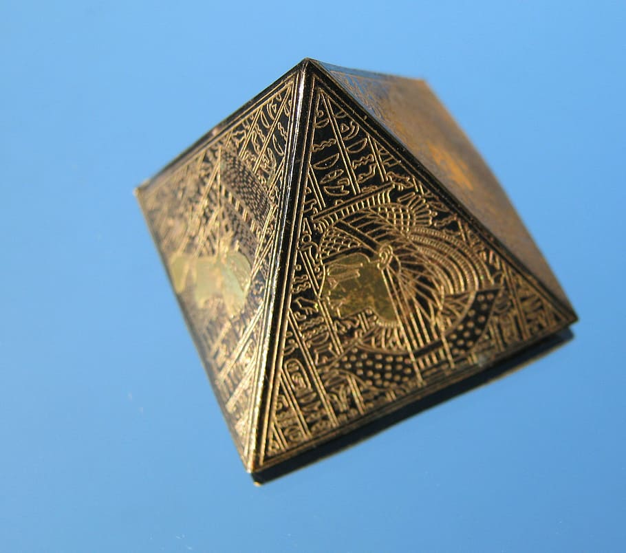pyramid, model, egyptian, decorated, blue, finance, no people HD wallpaper