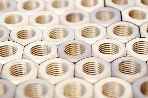 photo of gray hex nuts, bolt, metallic, white, tool, head, screw HD wallpaper
