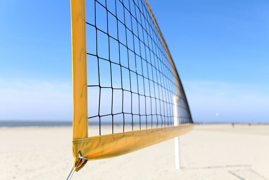 Volleyball net on a sandy beach, various, sport, sports, outdoors, HD wallpaper