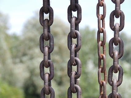 selective focus photo of four black chians, Chain, Chains, Metal HD wallpaper
