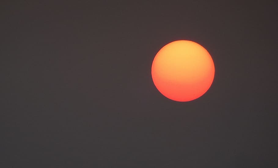 red moon during nighttime, sunset, sundarbans, glow, sky, india