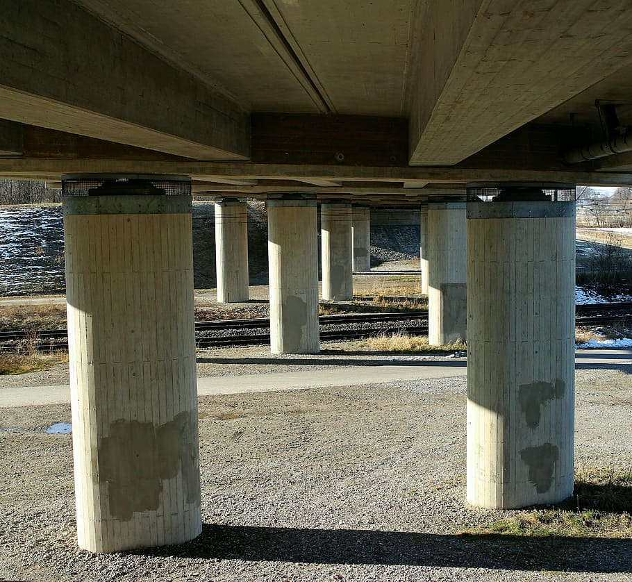 pillar, bridge, road construction, high bridge, bridge piers HD wallpaper