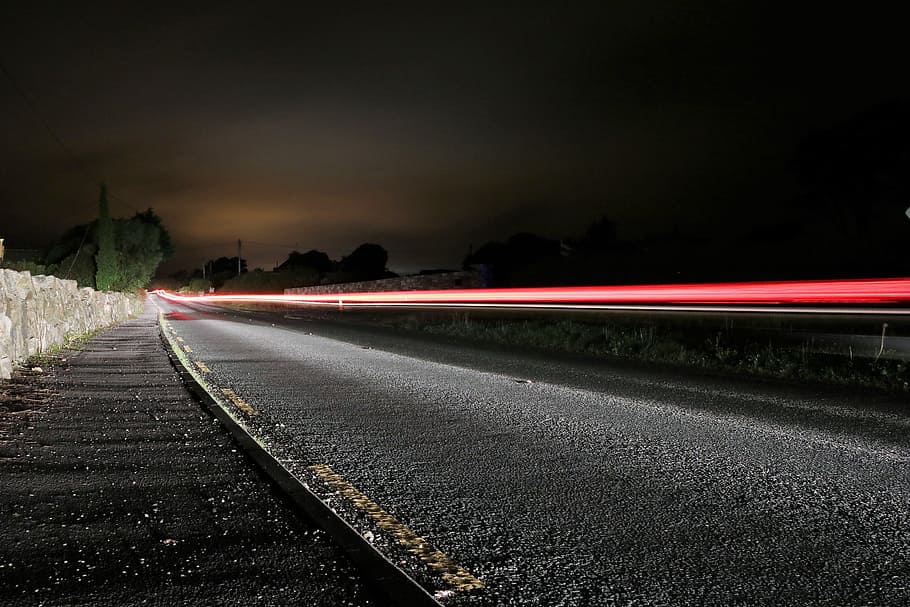 traffic, highway, lighting, night, road, long exposure, movement HD wallpaper