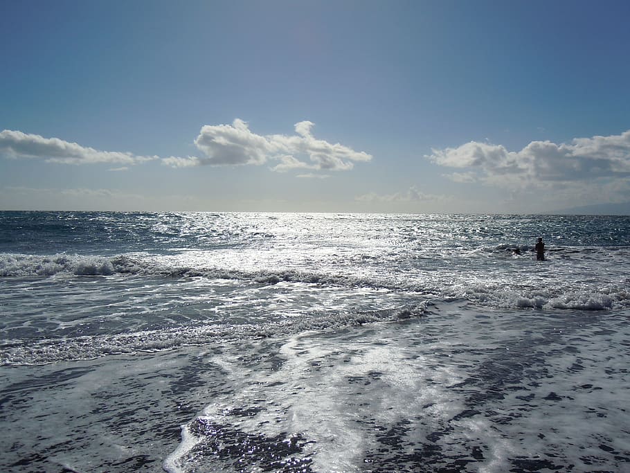 sea, scum, ocean, wave, landscape, movement, blue, nature, island HD wallpaper