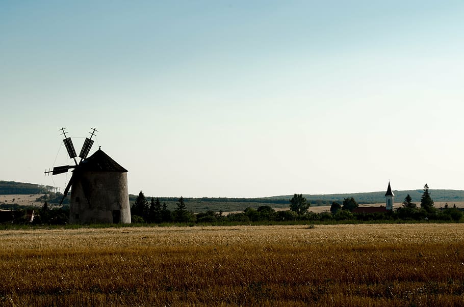 white and brown windmill during daytime, old windmill, monument HD wallpaper