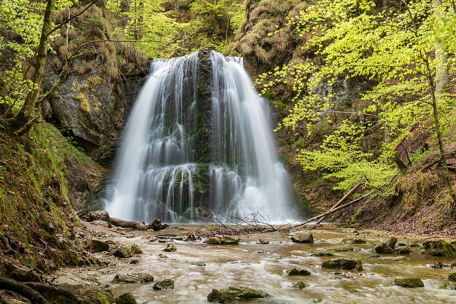 waterfall, josef thaler waterfalls, murmur, forest, nature, HD wallpaper