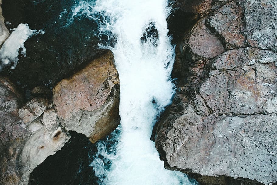 top view, water, river, rocks, liquid, nature, travel, rock - object HD wallpaper