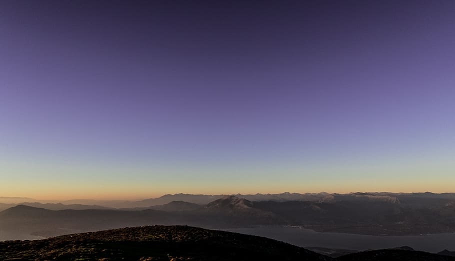 sky, mountain, highland, peak, ridge, sunset, silhouette, nature HD wallpaper