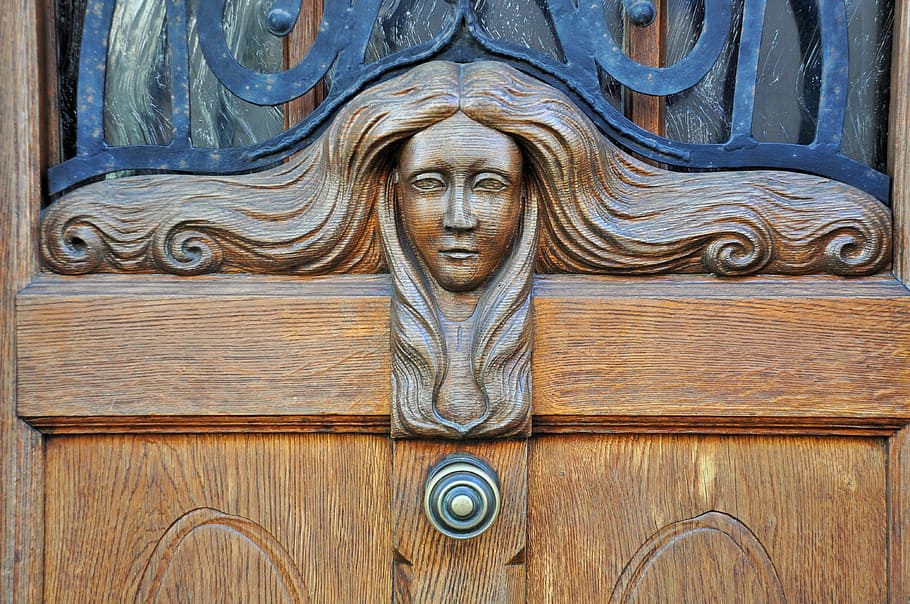door, wooden door, carved door, alsace, house, alsatian house, HD wallpaper