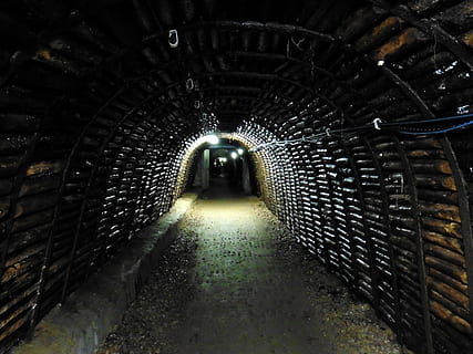 gray and brown concrete tunnel, mine, open pit mining, mine devil reason HD wallpaper