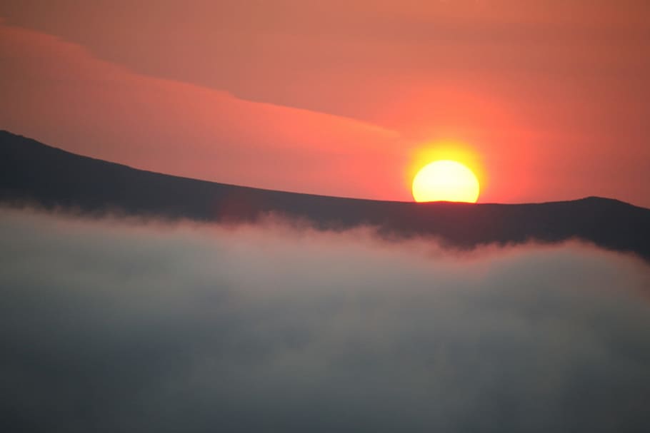 volcano, sunset, evening, mountains, kamchatka, peninsula, landscape HD wallpaper