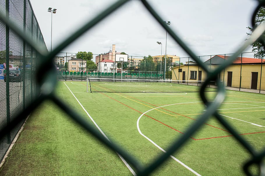 the pitch, court, sport, tennis, school, school playground, HD wallpaper