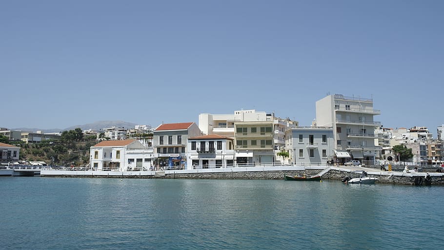 crete, spinalonga, trip, water, architecture, building exterior HD wallpaper