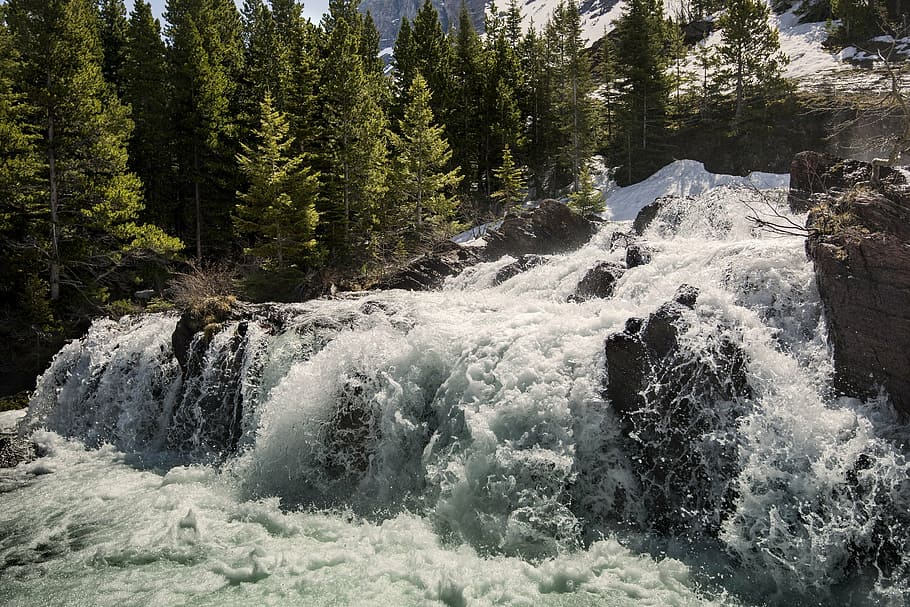 water rapids during daytime, waterfall, cascade, flowing, scenic HD wallpaper