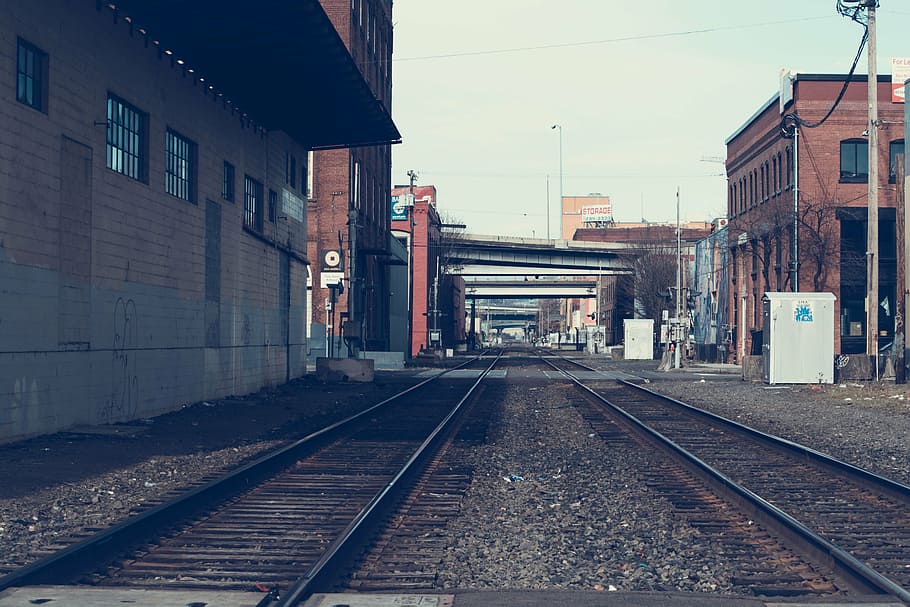 architecture, city, light, platform, railway, road, rocks, station HD wallpaper