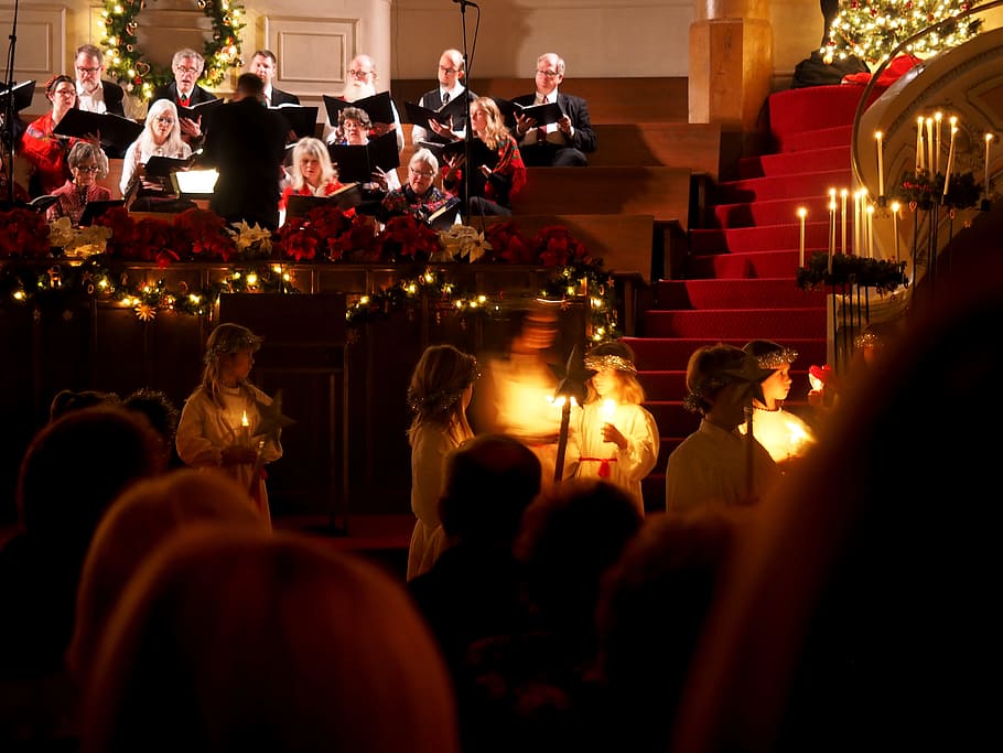 People Standing Inside Church, audience, blur, candle, candlelight HD wallpaper