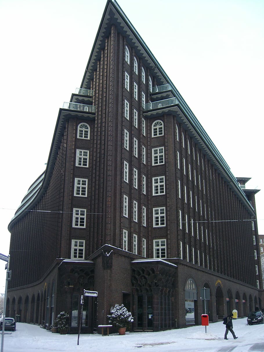 Home, Building, Architecture, pointed, hamburg, winter, brown HD wallpaper