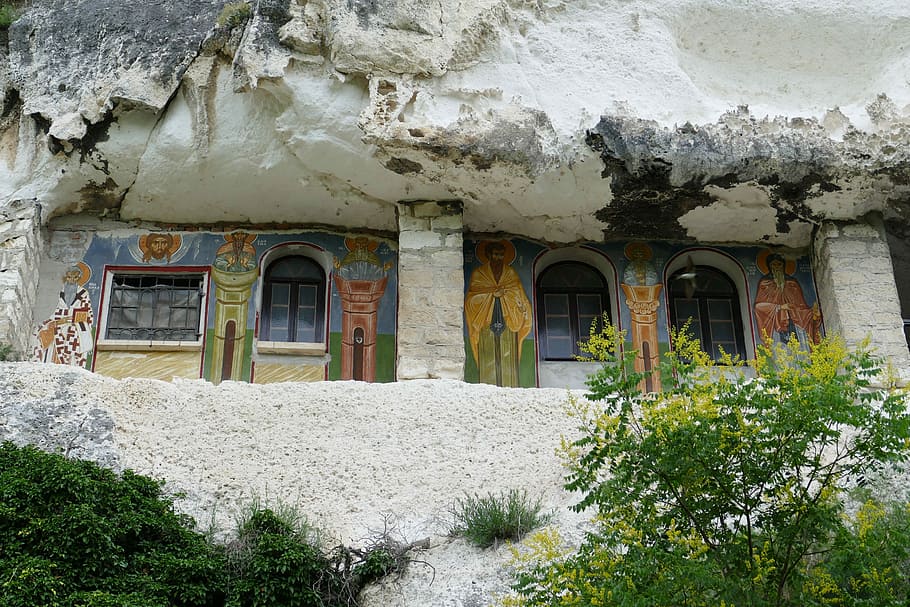 monastery, cave monastery, hermit, bulgaria, rousse, orthodox, HD wallpaper