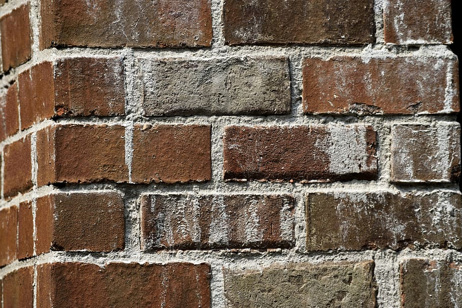 old, brick wall, corner, grunge, red, exterior, construction HD wallpaper
