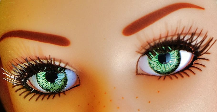 barbie doll green eyes, close, beautiful, pupils, eyelashes, toys, HD wallpaper