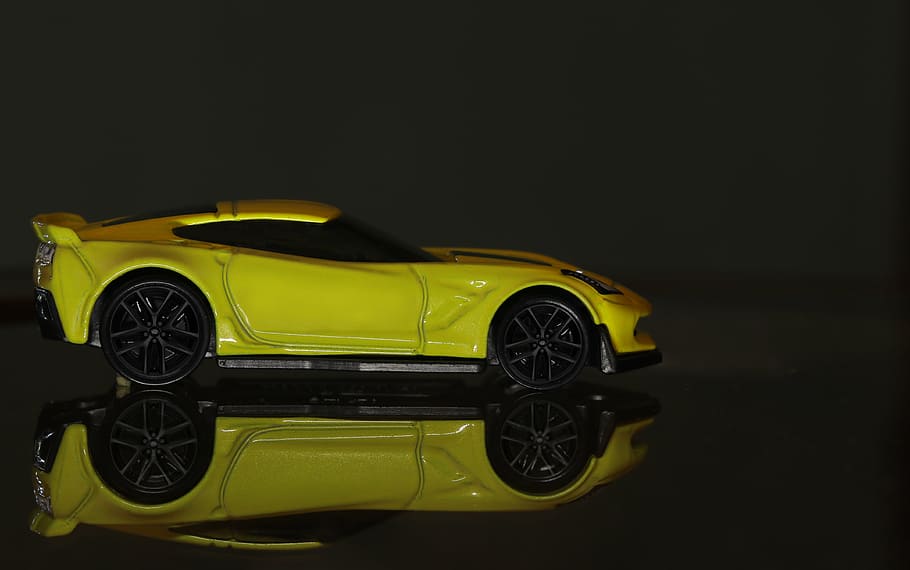 car, corvette, low key, miniature, yellow, mode of transportation HD wallpaper