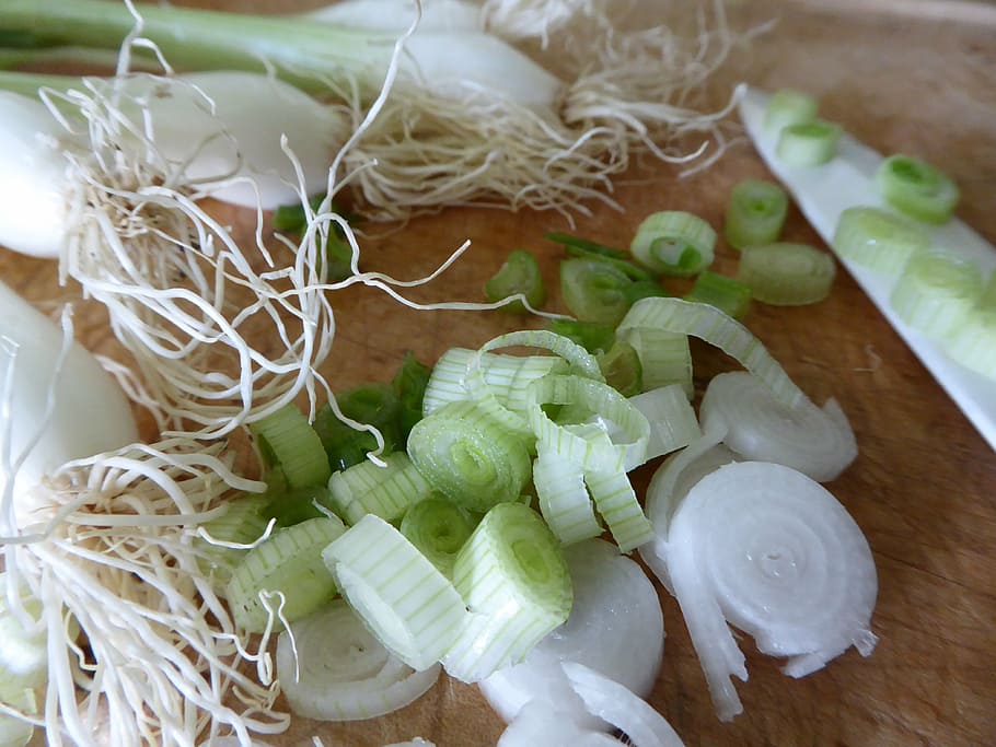 spring onions, vegetables, tuber, white, green, leek greenhouse, HD wallpaper