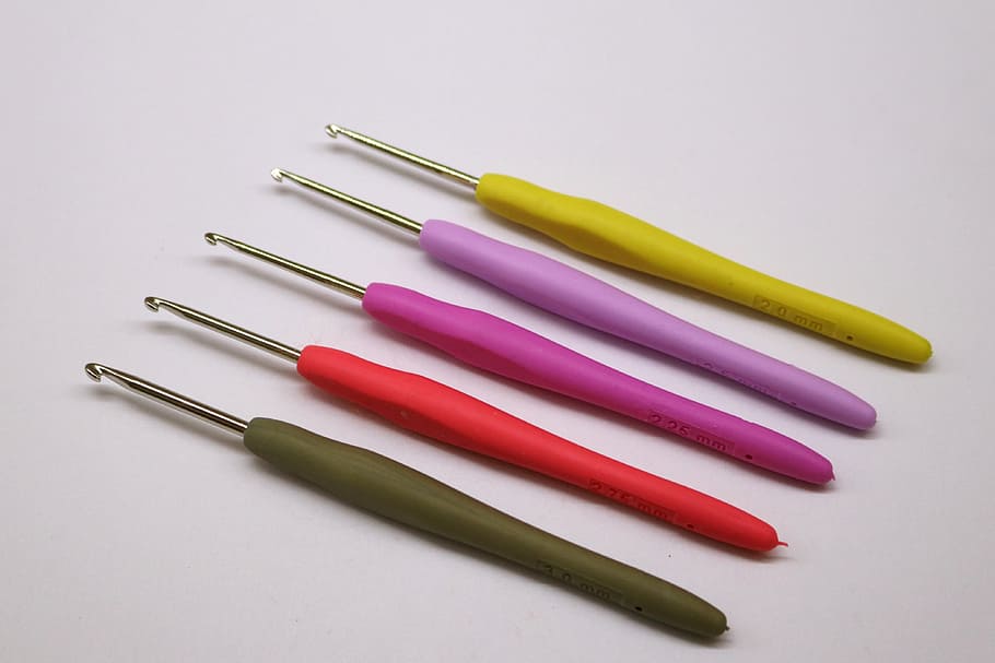Crochet Hook, Crocheting, Handmade, needlework, multi colored HD wallpaper