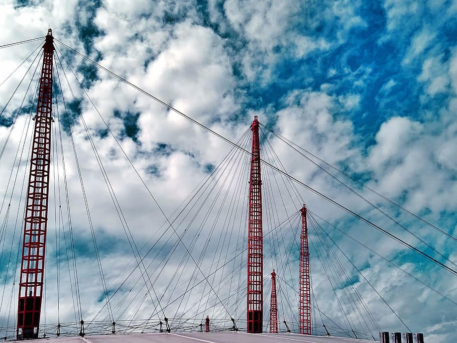 architecture, bridge, clouds, infrastructure, steel, suspension bridge HD wallpaper