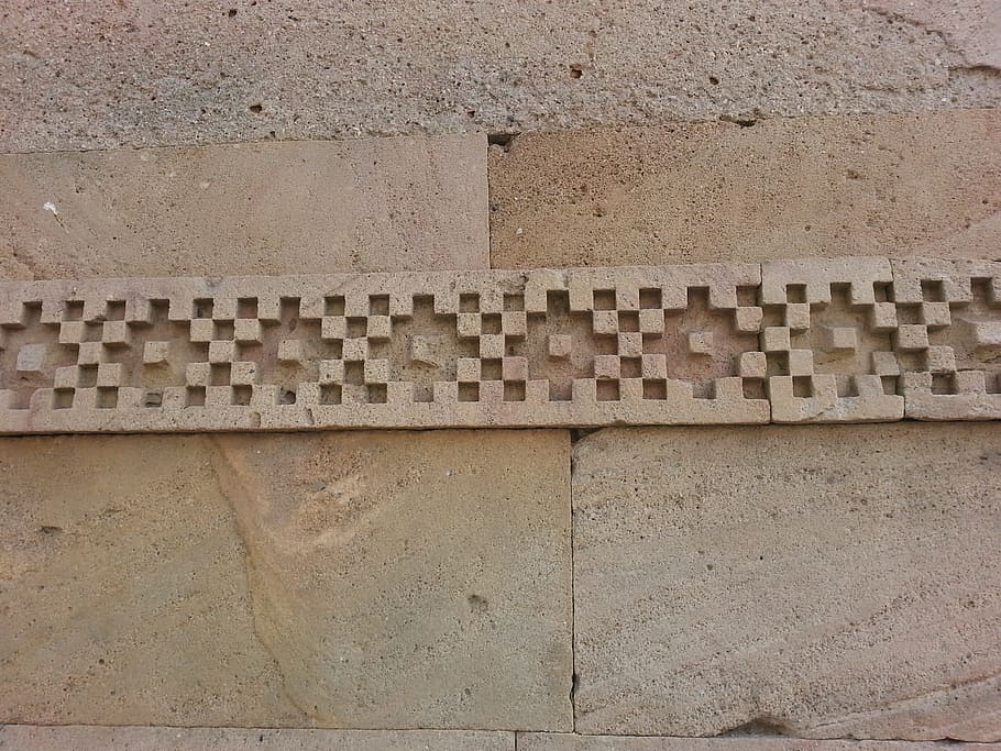 carving, checked design, stone, square, pattern, antique, tourism HD wallpaper