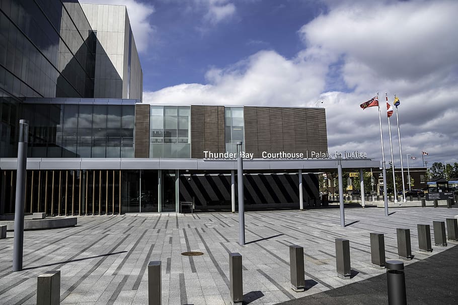 Thunder Bay Courthouse in Ontario, Canada, building, clouds, downtown