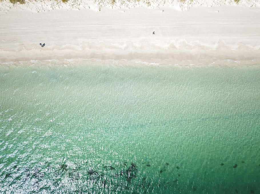 aerial view photography of beach during daytime, aerial photography of seashore at daytime HD wallpaper