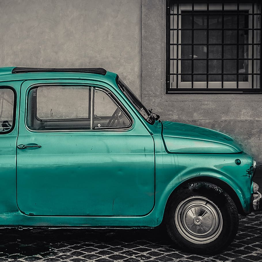 car, old, classic, wheel, retro, italy, street, wall, window HD wallpaper