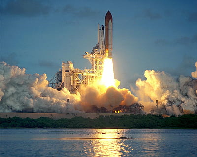launching space shuttle during daytime, atlantis space shuttle HD wallpaper