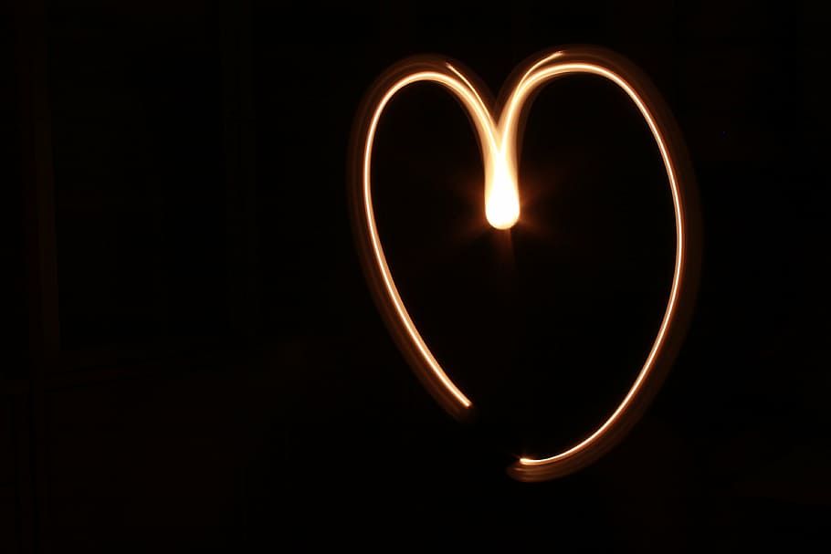 brown heart illustration, light, paint, black, love, heart Shape HD wallpaper
