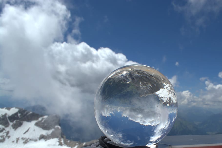 photography of glass ball on black textile, Globe, Image, Clouds HD wallpaper