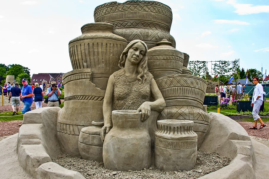 Sand Sculpture, Artwork, statue, incidental people, religion HD wallpaper