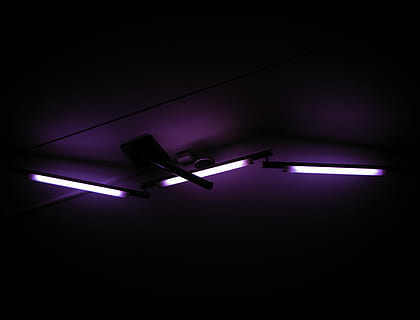 purple fluorescent lamps, three ultra violet LED lights, shadow HD wallpaper