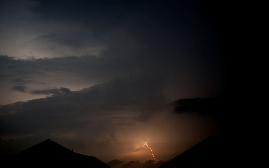 thunderstorm, lightning, clouds, night, weather, sky, nature HD wallpaper