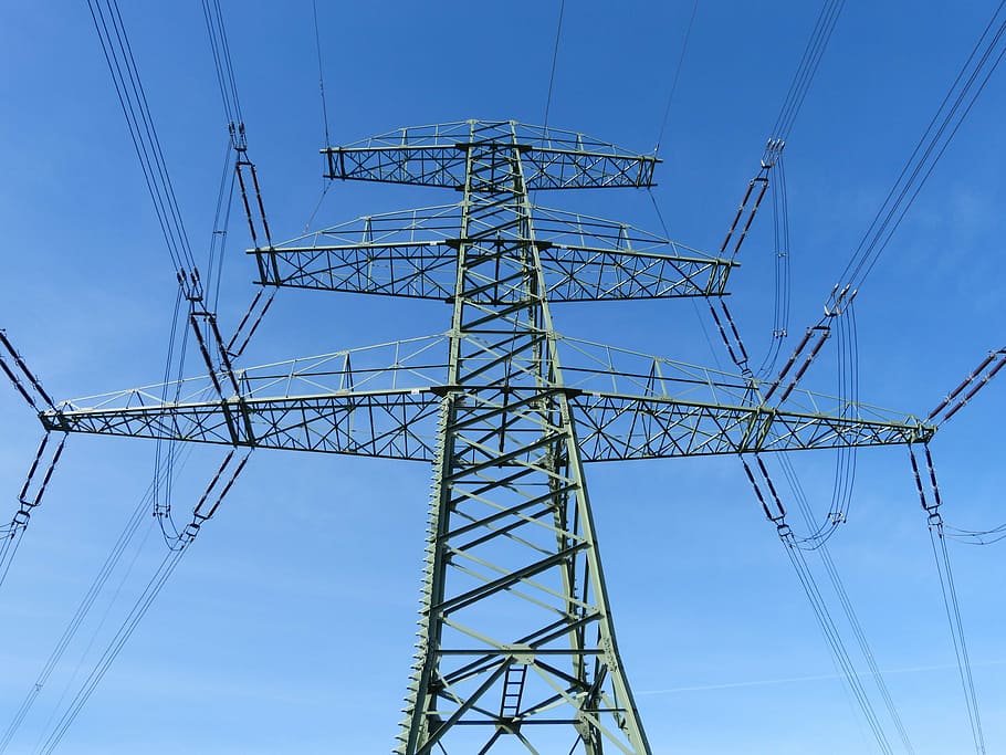 current, strommast, power line, energy, electricity, power supply HD wallpaper