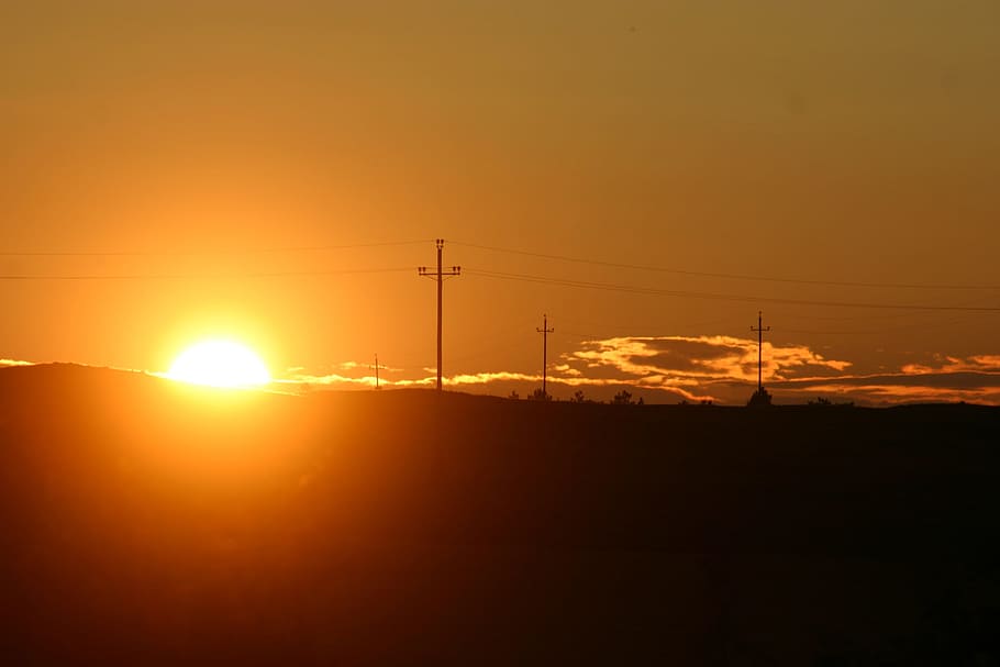 Sunset, Glow, Orange, Twilight, Sky, clouds, dusk, nature, silhouette HD wallpaper
