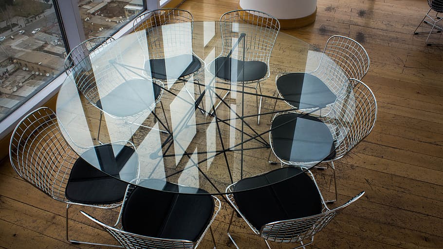 Table, Chairs, Res, Design, Terrace, window, no people, architecture HD wallpaper