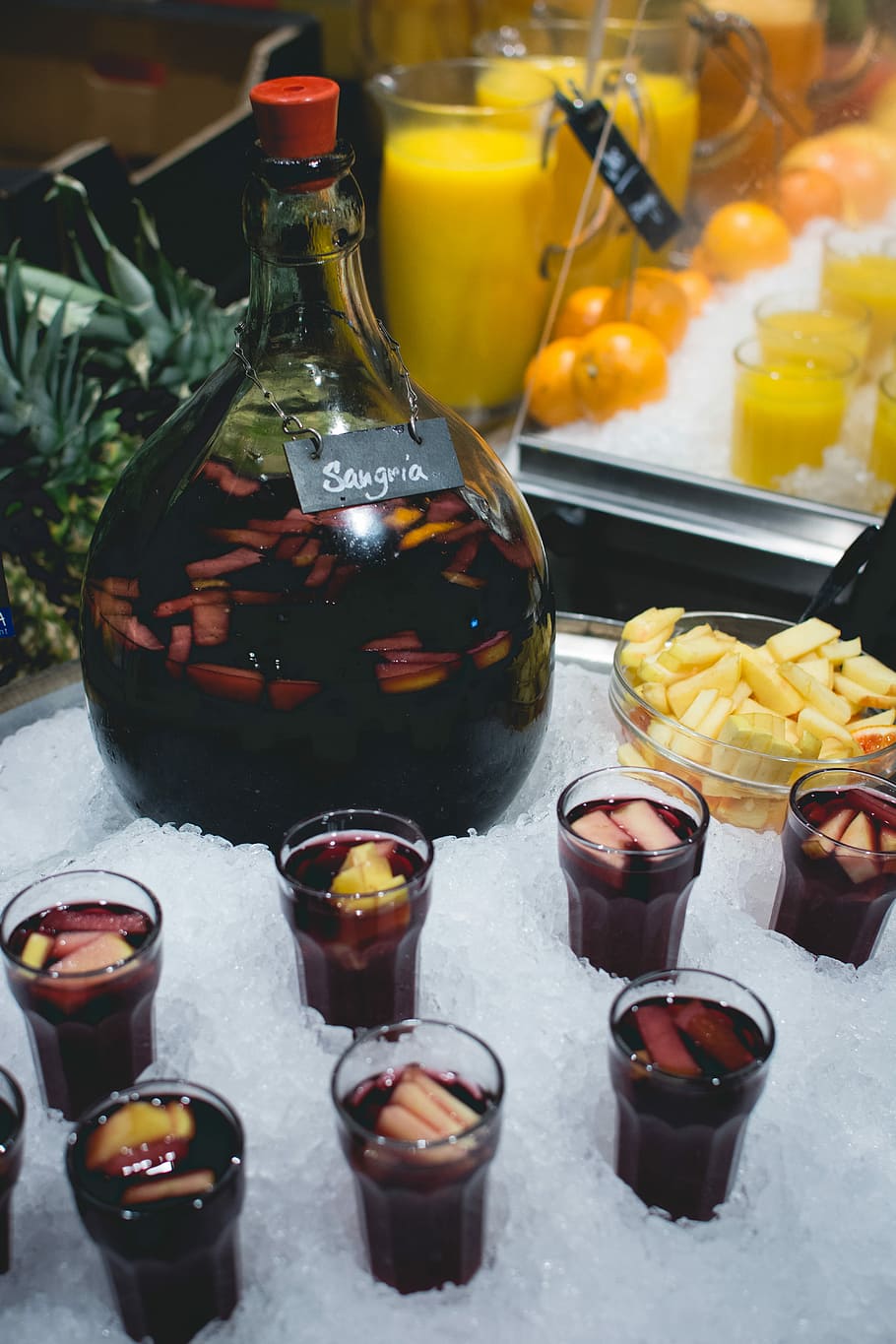 Ice cold Sangria in a cantine, drink, fruit, summer, wine, food