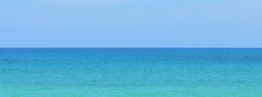 ocean during daytime, horizon, air, sea, holiday, view, landscape, HD wallpaper
