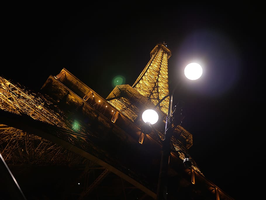 Eiffel Tower, Paris, Night, Lighting, sculpture, monument, creative HD wallpaper