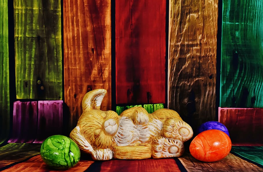 easter bunny, easter eggs, colorful eggs, hare, spring, funny HD wallpaper
