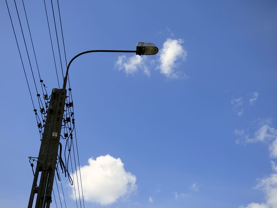 replacement lamp, lantern, lights, lighting, sky, current, cables HD wallpaper